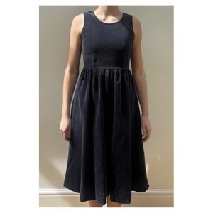 LAURA ASHLEY • Vintage 80s Corduroy Pinafore Dress in Black